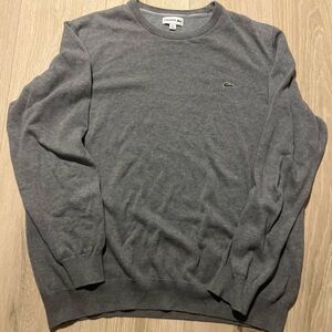 Lacoste Men's Crewneck Sweater in Gray with Green Logo
